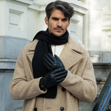 Smith (black) - sheepskin leather gloves with snap closure & touchscreen feature - Schwartz & von Halen - EU - 8