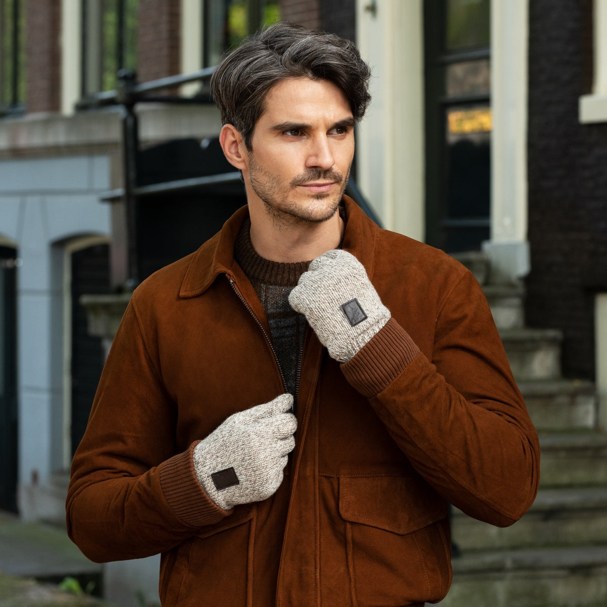 Hudson (light grey) - knitted gloves from Shetland wool with warm fleece lining - Schwartz & von Halen - EU - 6