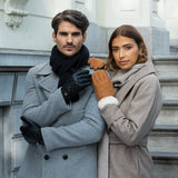 Smith (black) - sheepskin leather gloves with snap closure & touchscreen feature - Schwartz & von Halen - EU - 7