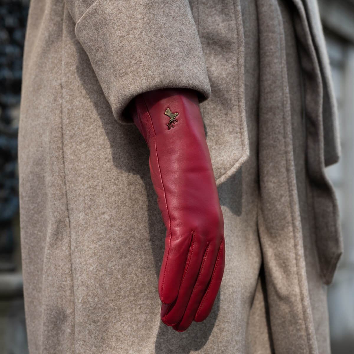 Ivy (red) – sheepskin leather gloves with wool/cashmere lining & touchscreen feature - Schwartz & von Halen - EU - 7