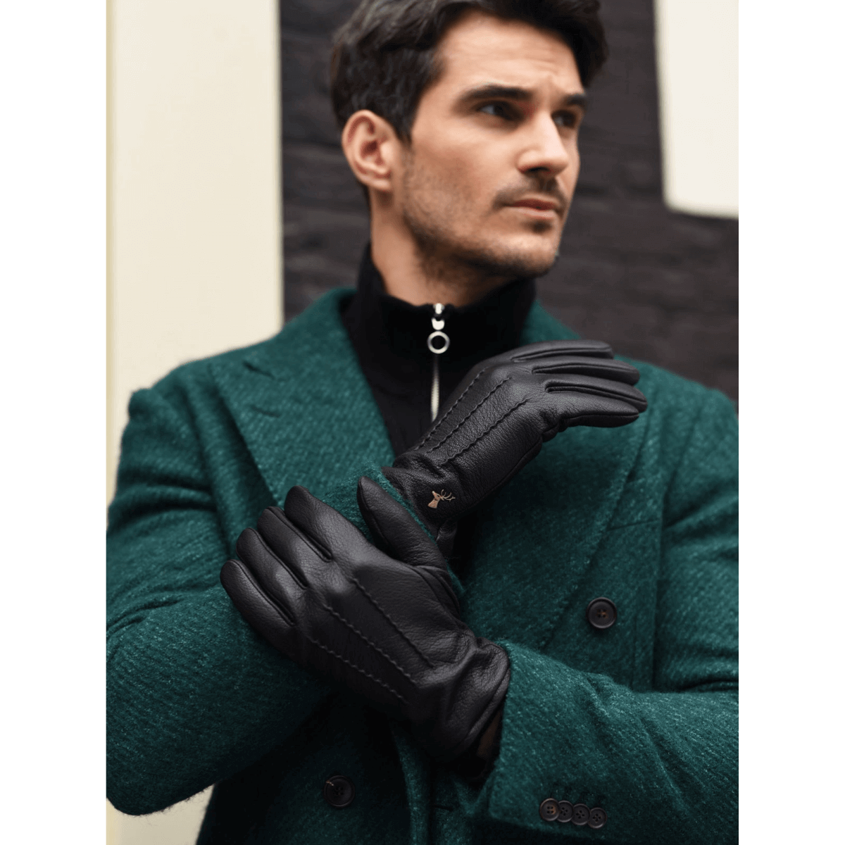 Harvey (black) - goatskin leather gloves with luxurious wool lining & touchscreen feature - Schwartz & von Halen - EU - 8