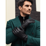 Harvey (black) - goatskin leather gloves with luxurious wool lining & touchscreen feature - Schwartz & von Halen - EU - 8