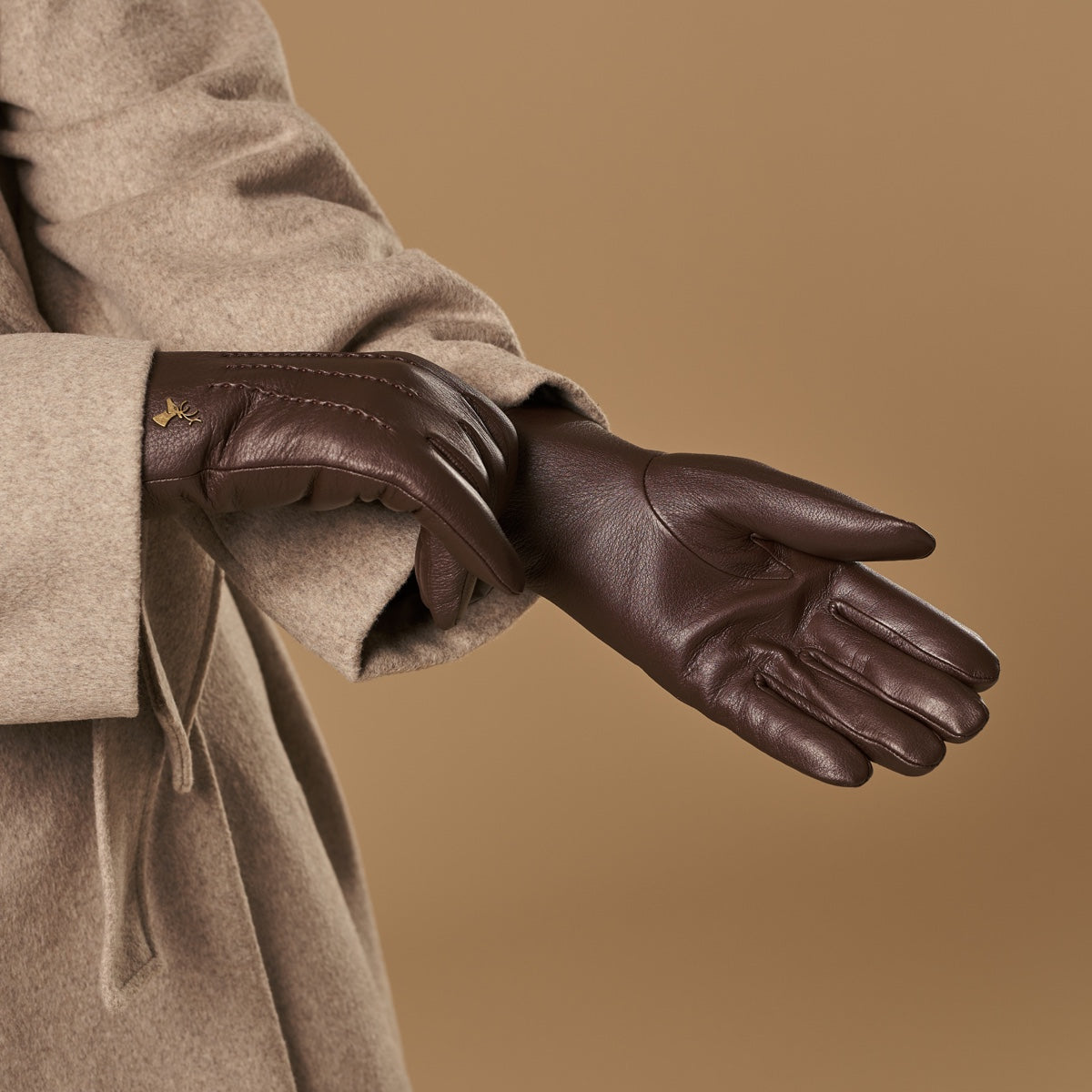 Alessandra (brown) - goatskin leather gloves with lambswool lining & touchscreen feature - Schwartz & von Halen - EU - 7