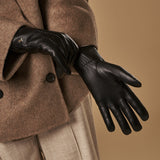 Alessandra (black) - goatskin leather gloves with lambswool lining & touchscreen feature - Schwartz & von Halen - EU - 10