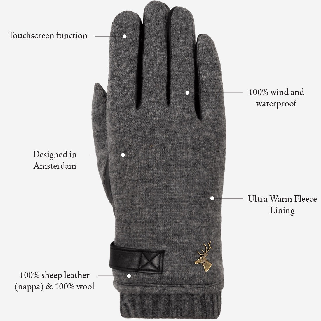 Brody – sheepskin leather gloves with warm fleece lining & touchscreen feature - Schwartz & von Halen - EU - 11