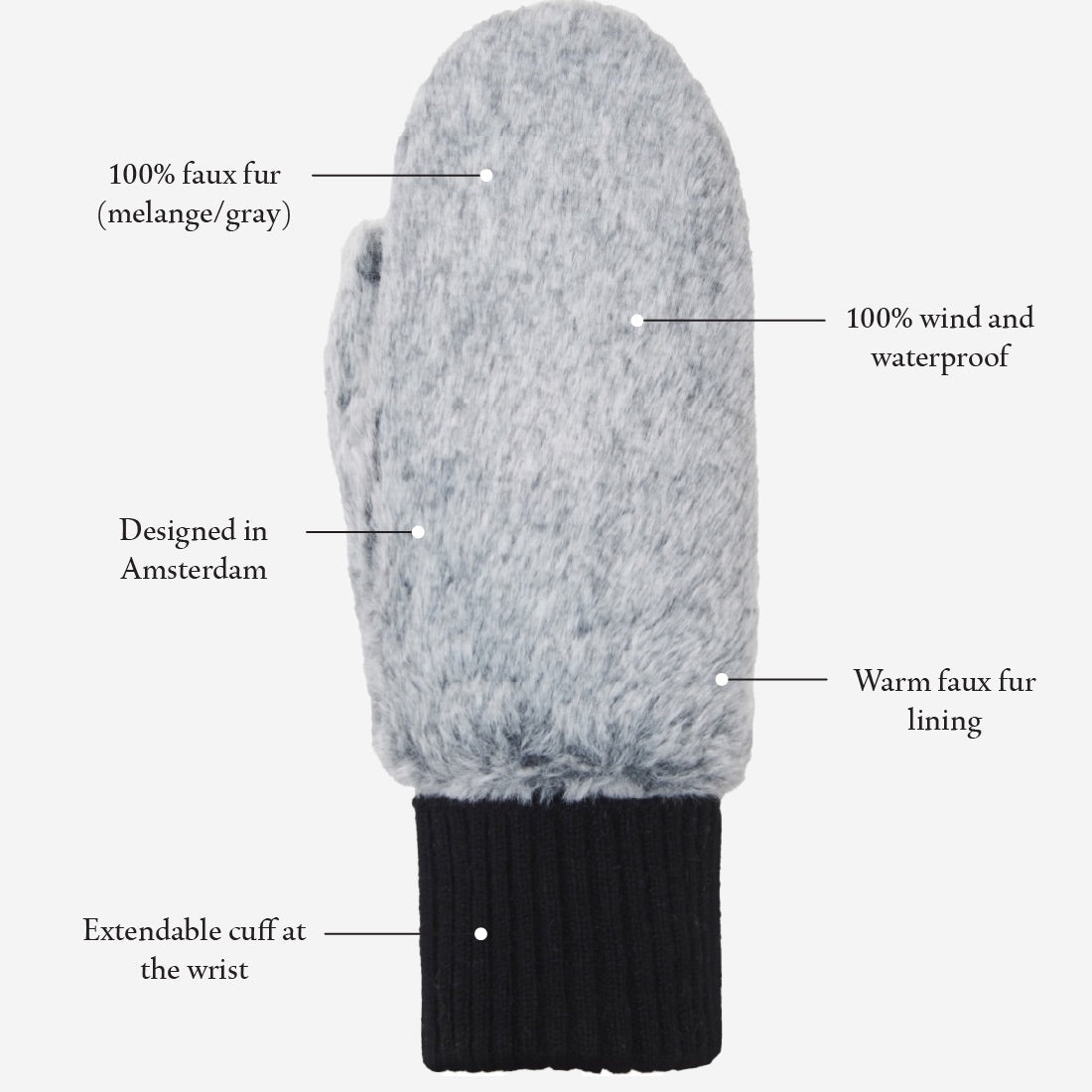 Camila – fluffy mittens with faux lamb fur lining and adjustable cuff - Schwartz & von Halen - EU - 9