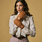 Cecilia (cognac) - Exclusive peccary leather women's driving gloves
