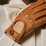 Cecilia (cognac) - Exclusive peccary leather women's driving gloves