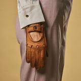 Cecilia (cognac) - Exclusive peccary leather women's driving gloves