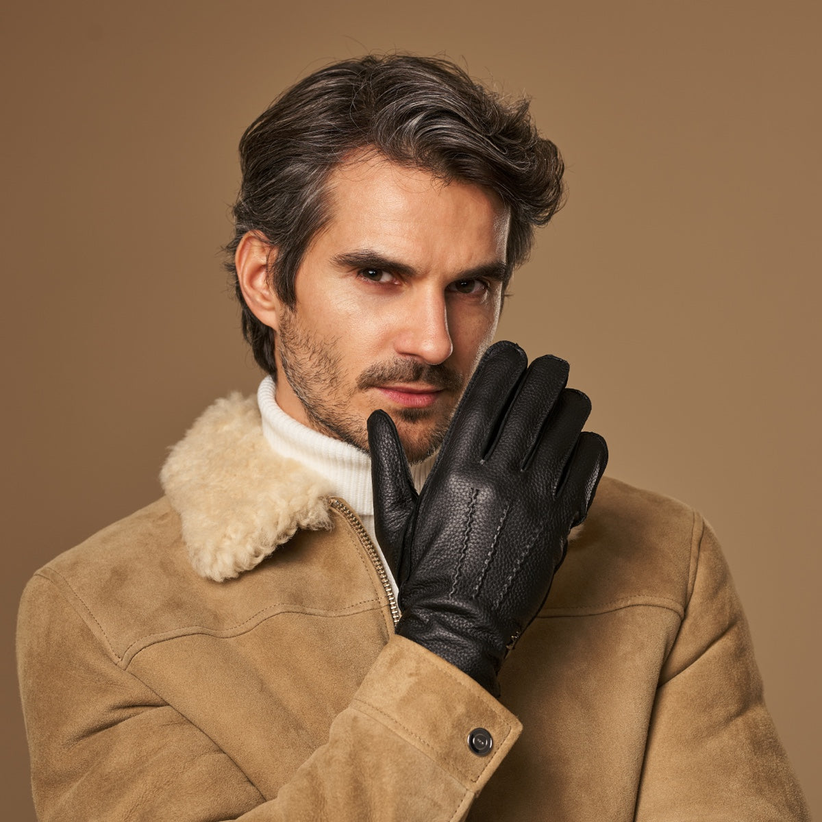 Charles – luxurious American deerskin leather gloves with warm cashmere lining - Schwartz & von Halen - EU - 8