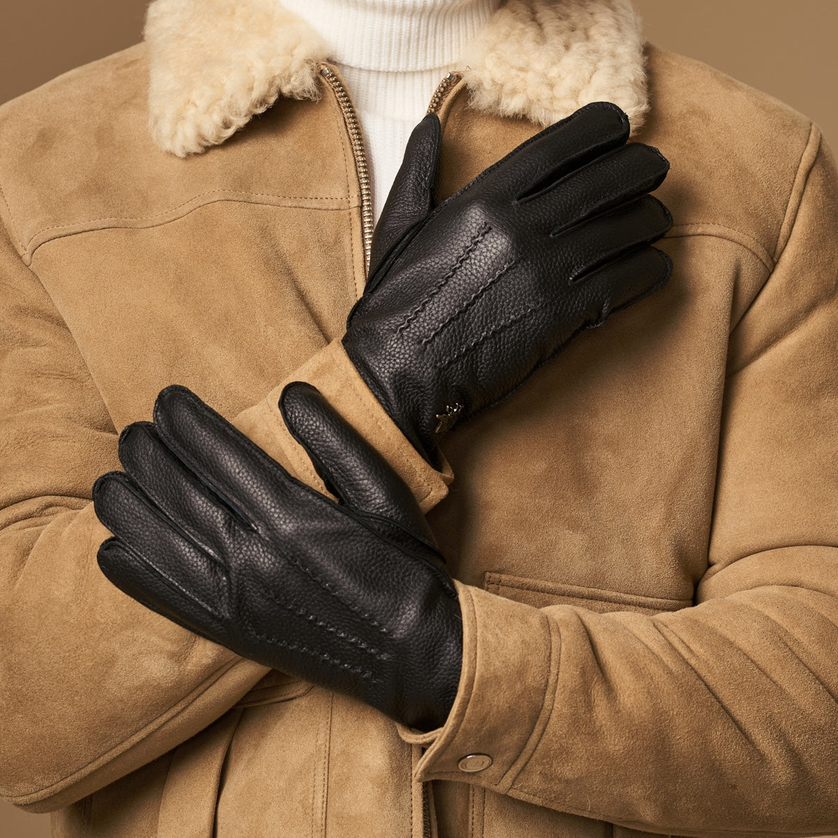 Charles – luxurious American deerskin leather gloves with warm cashmere lining - Schwartz & von Halen - EU - 9