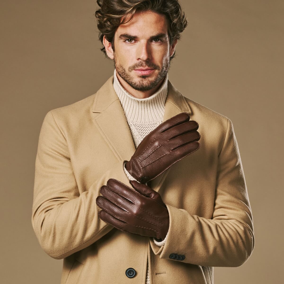 Men's Leather Gloves - Deerskin - Black - Cashmere Lining Schwartz & von Halen Men's Leather Gloves - Deerskin - Black - Cashmere Lining Schwartz & von Halen