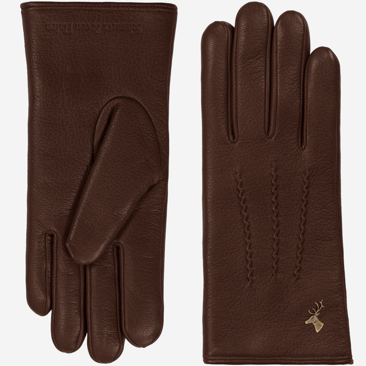 Alessandra (brown) - goatskin leather gloves with lambswool lining & touchscreen feature - Schwartz & von Halen - EU - 2