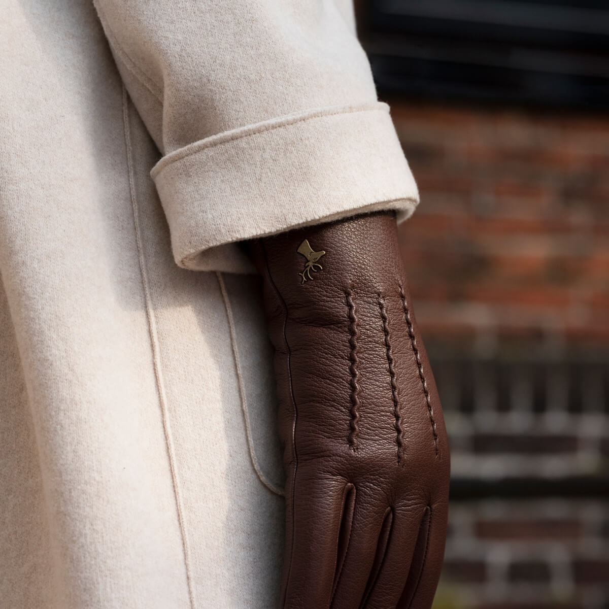 Alessandra (brown) - goatskin leather gloves with lambswool lining & touchscreen feature - Schwartz & von Halen - EU - 11