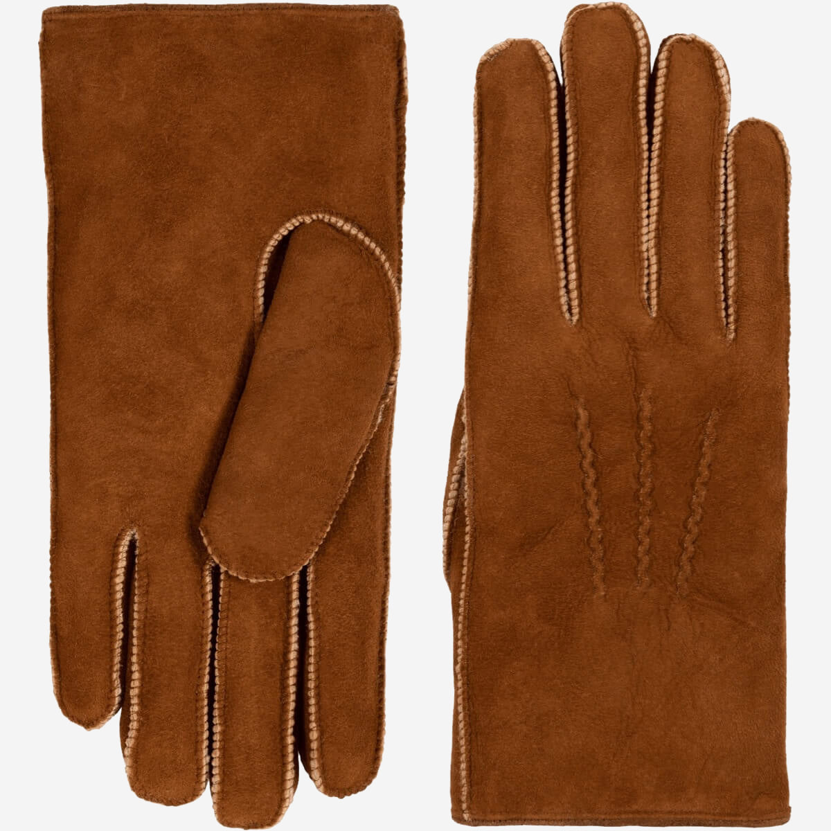 Clooney (camel) - suede leather gloves with luxurious sheep fur lining - Schwartz & von Halen - EU - 2