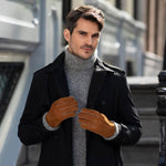 Clooney (camel) - suede leather gloves with luxurious sheep fur lining - Schwartz & von Halen - EU - 9