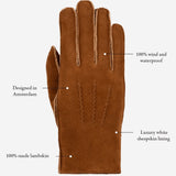 Clooney (camel) - suede leather gloves with luxurious sheep fur lining - Schwartz & von Halen - EU - 10