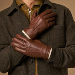 Columbus (brown) – luxurious deerskin (American deerskin) leather gloves with warm wool lining - Schwartz & von Halen - EU - 7