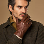 Columbus (brown) – luxurious deerskin (American deerskin) leather gloves with warm wool lining - Schwartz & von Halen - EU - 8