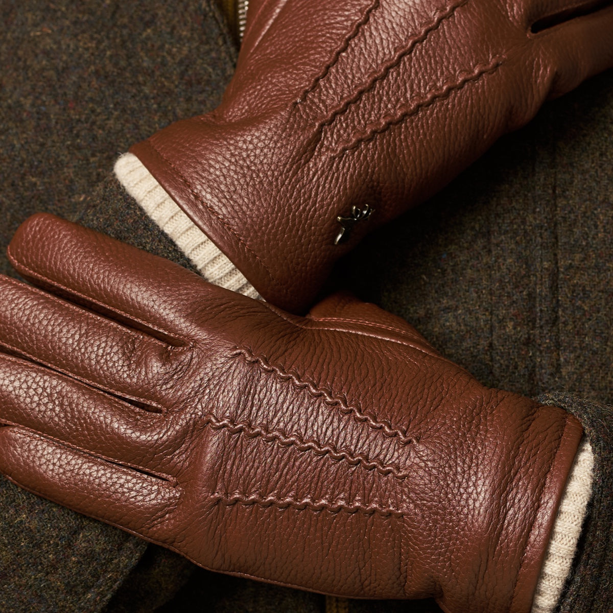 Columbus (brown) – luxurious deerskin (American deerskin) leather gloves with warm wool lining - Schwartz & von Halen - EU - 10