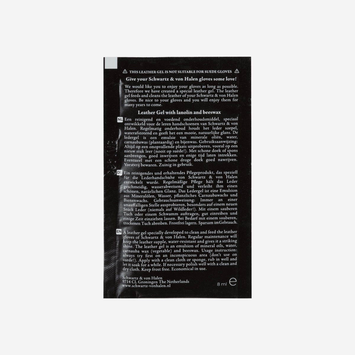 Free leather gel & luxury cotton pouch - Schwartz & von Halen - EU - 5