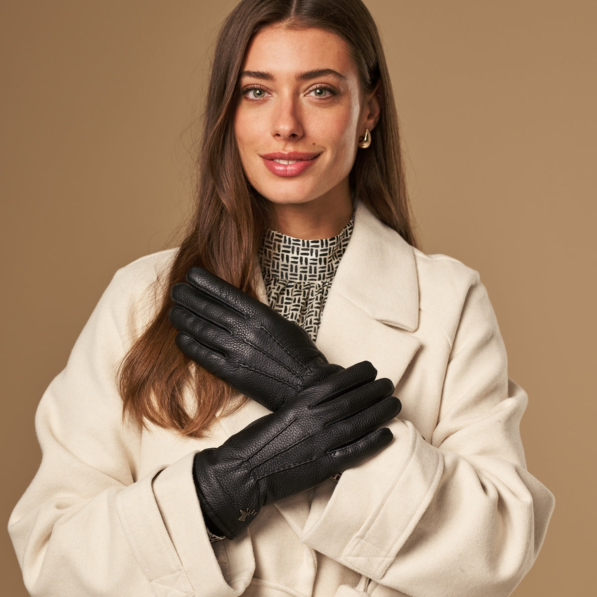 Emily (black) – deerskin (American deerskin) leather gloves with warm wool lining - Schwartz & von Halen - EU - 5