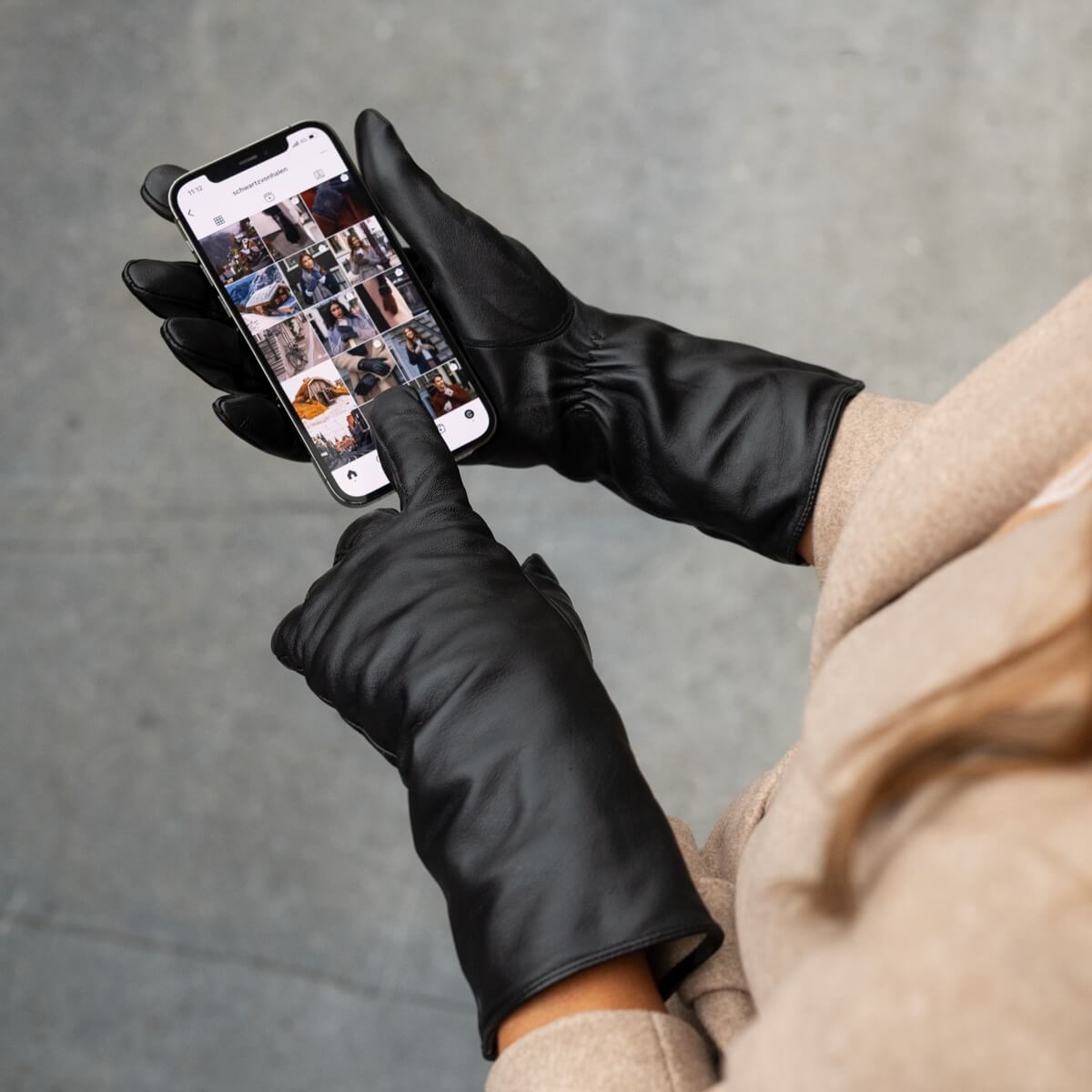 Emma - extra-long sheepskin leather gloves with wool/cashmere lining & touchscreen feature - Schwartz & von Halen - EU - 7