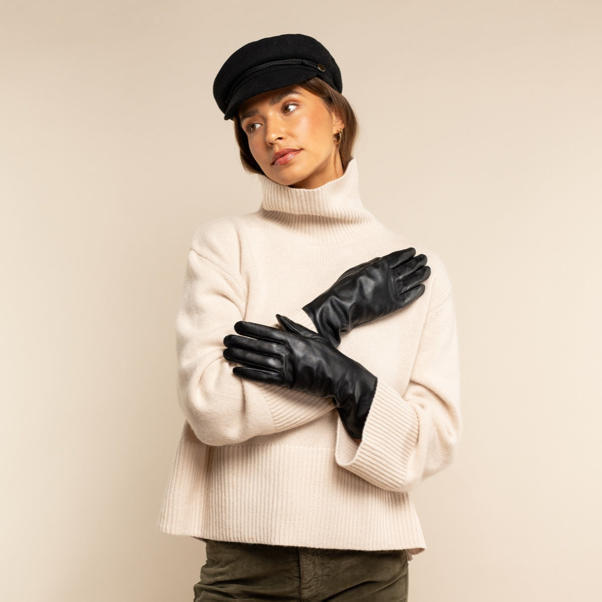 Emma - extra-long sheepskin leather gloves with wool/cashmere lining & touchscreen feature - Schwartz & von Halen - EU - 6