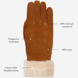 Giocante - suede leather gloves with luxurious sheep fur lining - Schwartz & von Halen - EU - 12