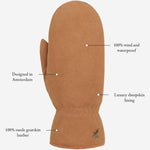Hailey (camel) - suede goatskin mittens with luxurious sheep fur lining - Schwartz & von Halen - EU - 11