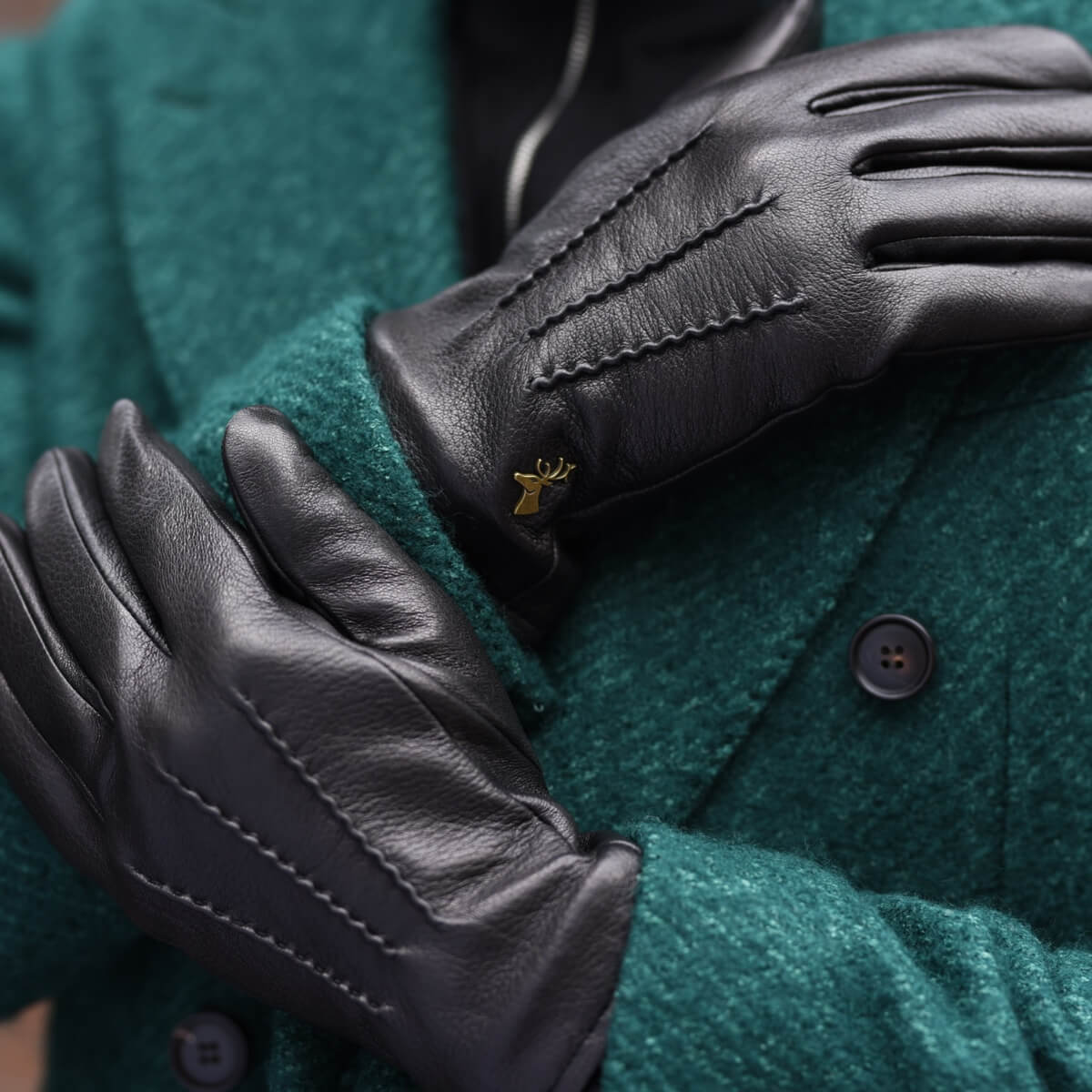 Harvey (black) - goatskin leather gloves with luxurious wool lining & touchscreen feature - Schwartz & von Halen - EU - 9