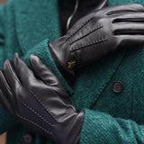 Harvey (black) - goatskin leather gloves with luxurious wool lining & touchscreen feature - Schwartz & von Halen - EU - 9