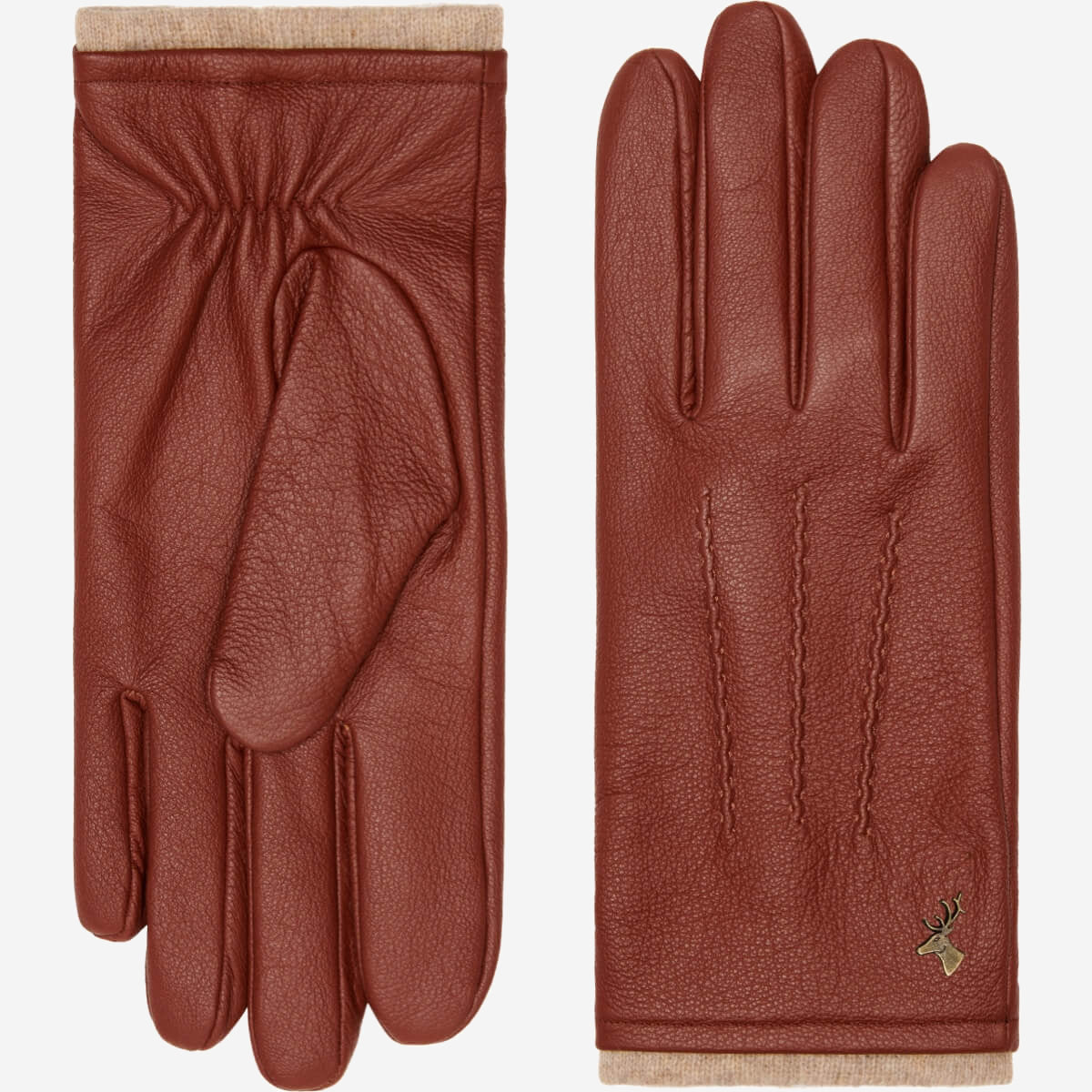 Harvey (cognac) - goatskin leather gloves with luxurious wool lining & touchscreen feature - Schwartz & von Halen - EU - 2
