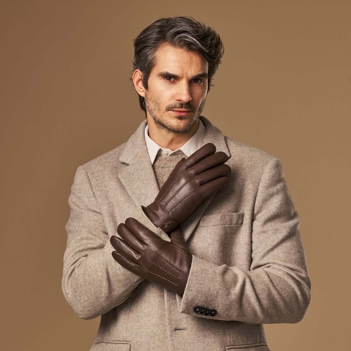Hunter (brown) – goatskin gloves with lambswool lining & touchscreen feature - Schwartz & von Halen - EU - 6