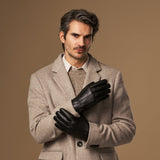 Hunter (black) – goatskin leather gloves with lambswool lining & touchscreen feature - Schwartz & von Halen - EU - 6