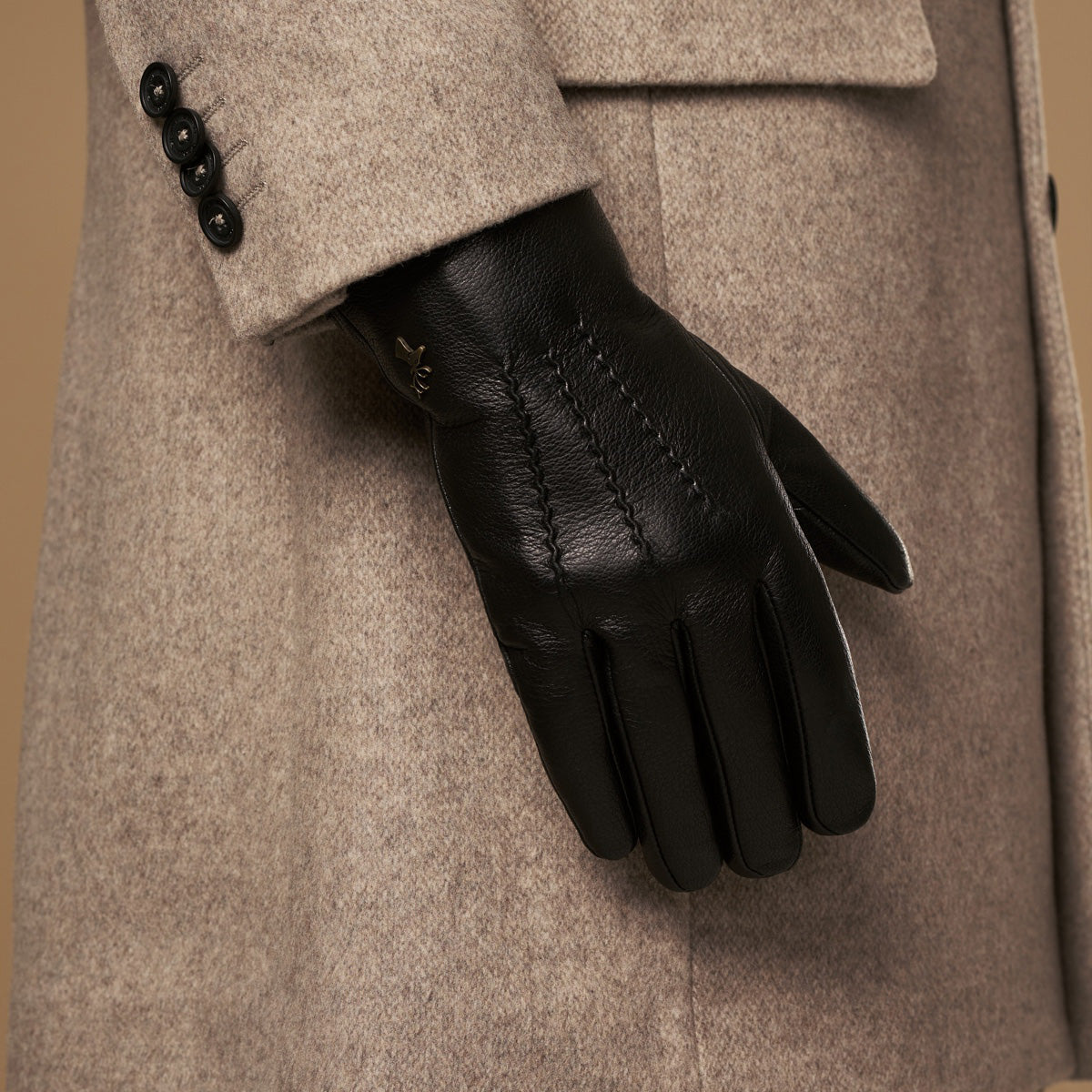 Hunter (black) – goatskin leather gloves with lambswool lining & touchscreen feature - Schwartz & von Halen - EU - 12