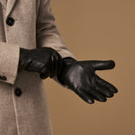 Hunter (black) – goatskin leather gloves with lambswool lining & touchscreen feature - Schwartz & von Halen - EU - 7