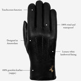 Hunter (black) – goatskin leather gloves with lambswool lining & touchscreen feature - Schwartz & von Halen - EU - 15