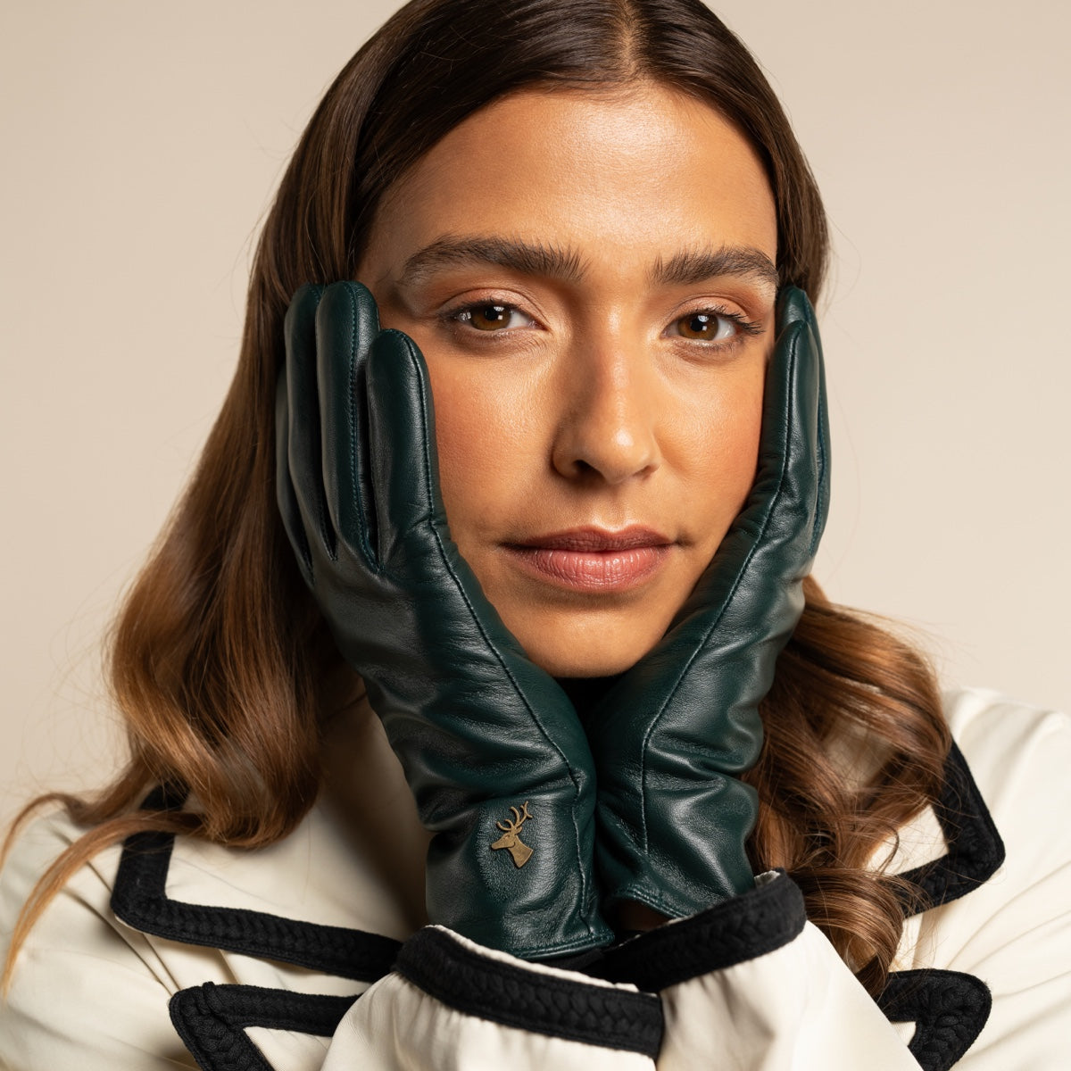 Ivy (dark green) - sheepskin leather gloves with wool/cashmere lining & touchscreen feature - Schwartz & von Halen - EU - 7