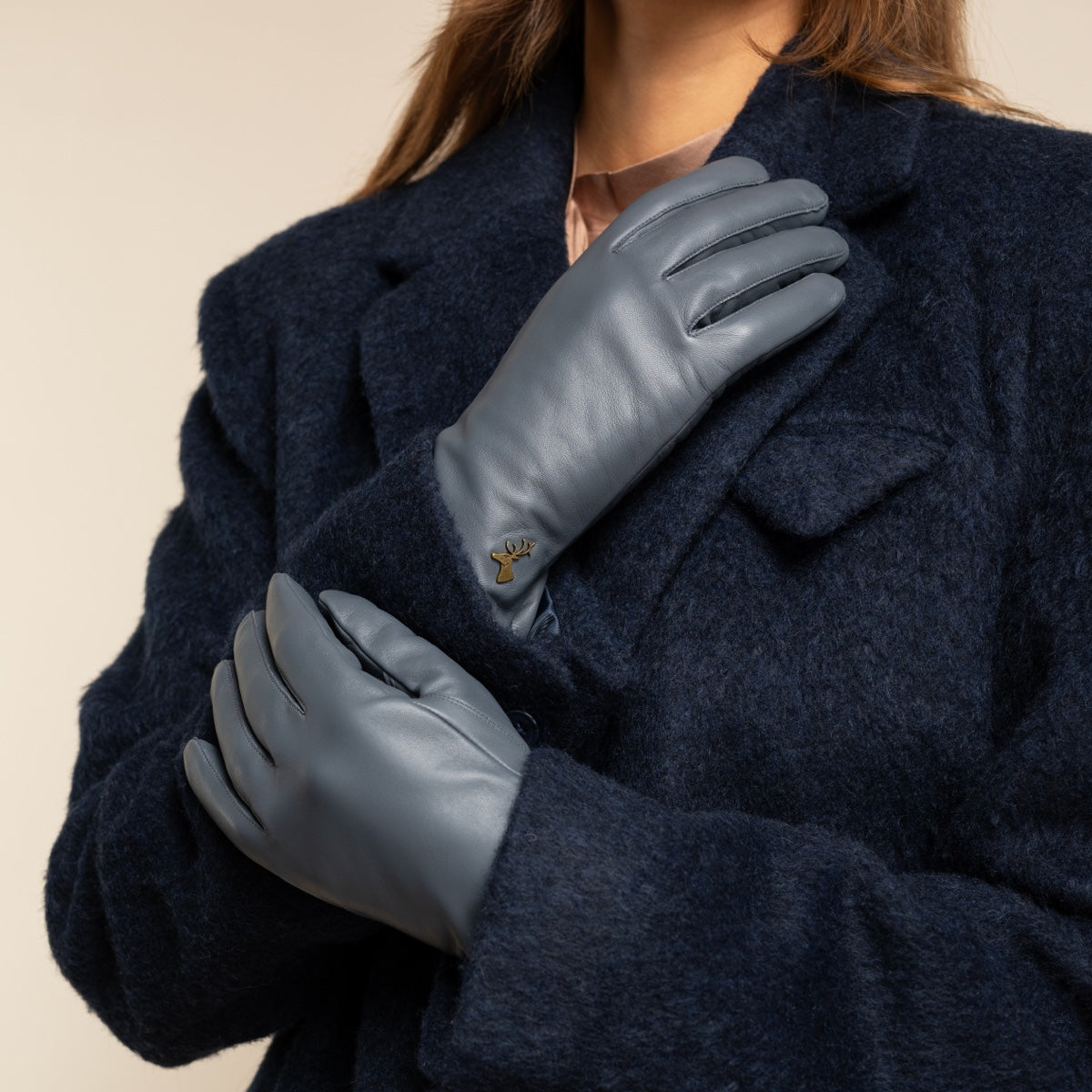 Ivy (grey) – sheepskin leather gloves with wool/cashmere lining & touchscreen feature - Schwartz & von Halen - EU - 10