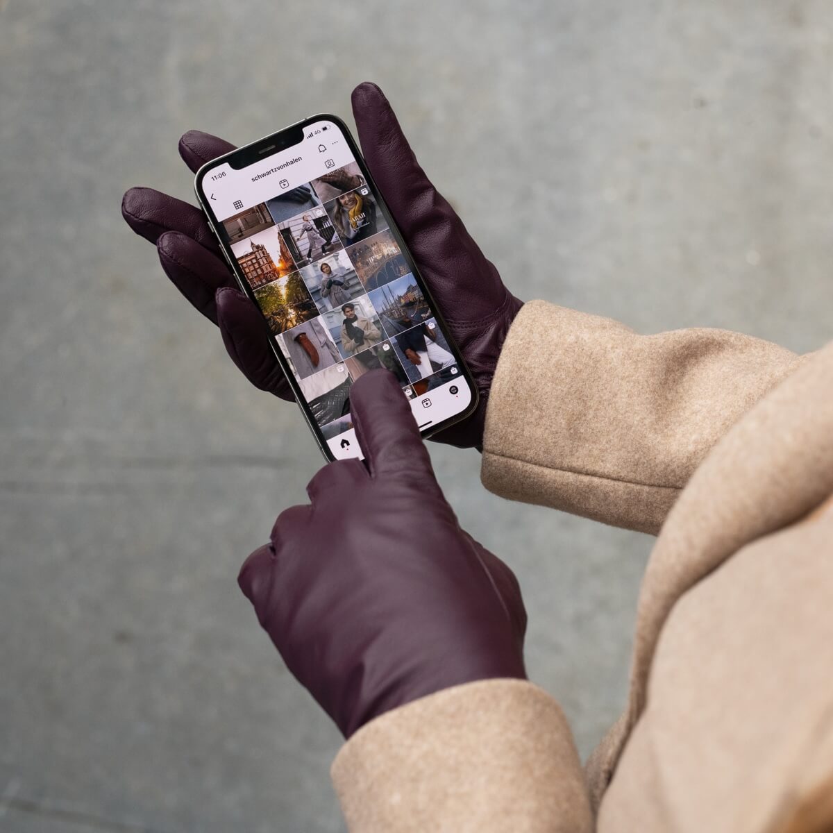 Ivy (purple) - sheepskin leather gloves with wool/cashmere lining & touchscreen feature - Schwartz & von Halen - EU - 5