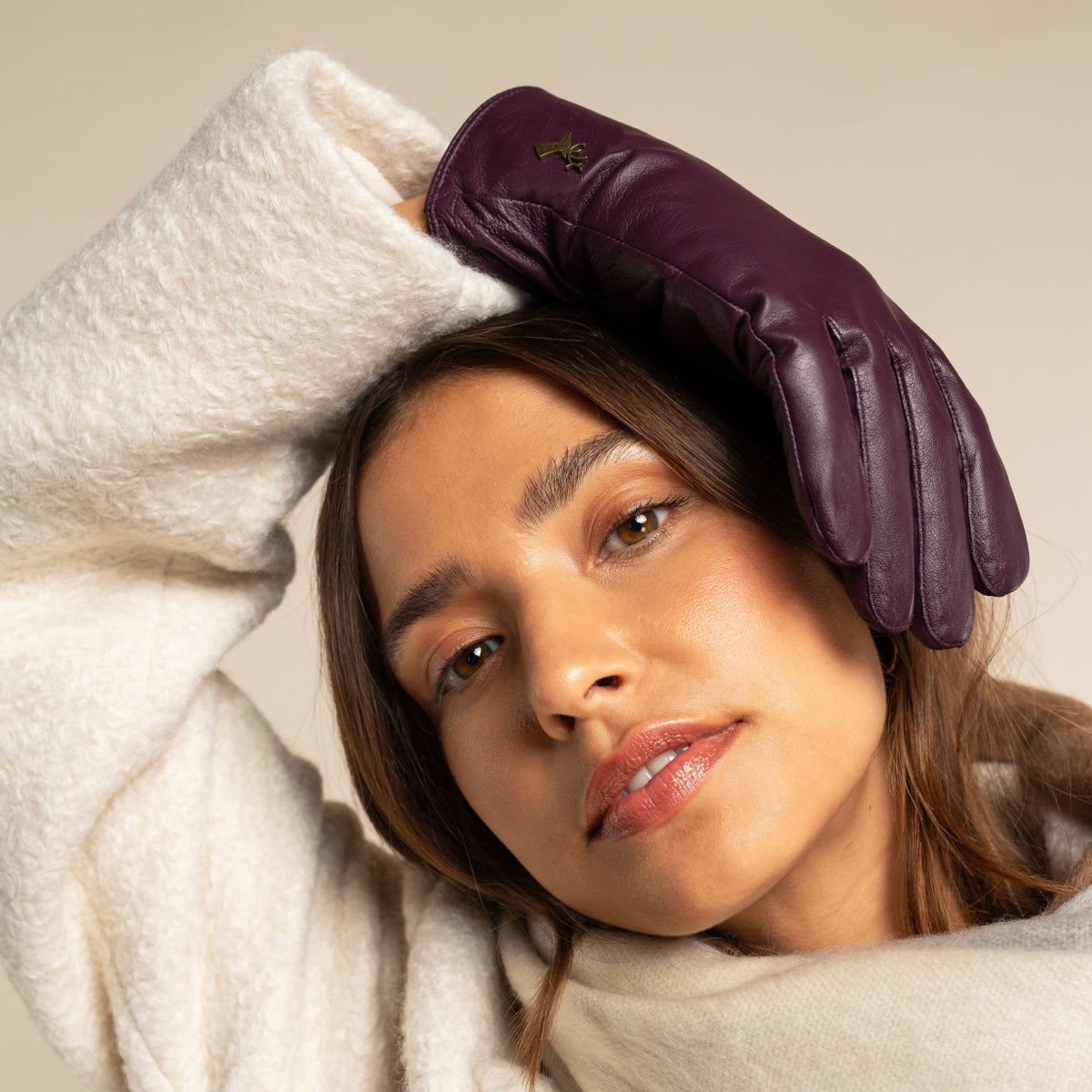 Ivy (purple) - sheepskin leather gloves with wool/cashmere lining & touchscreen feature - Schwartz & von Halen - EU - 8