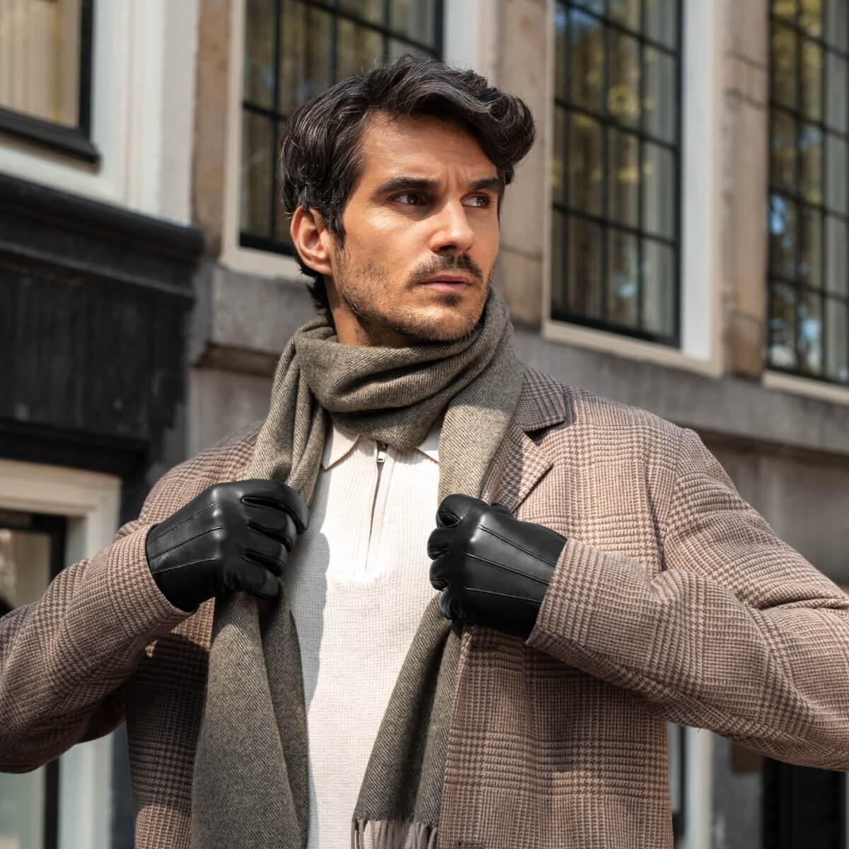 Jake (black) - sheepskin gloves with warm fleece lining & touchscreen feature - Schwartz & von Halen - EU - 8