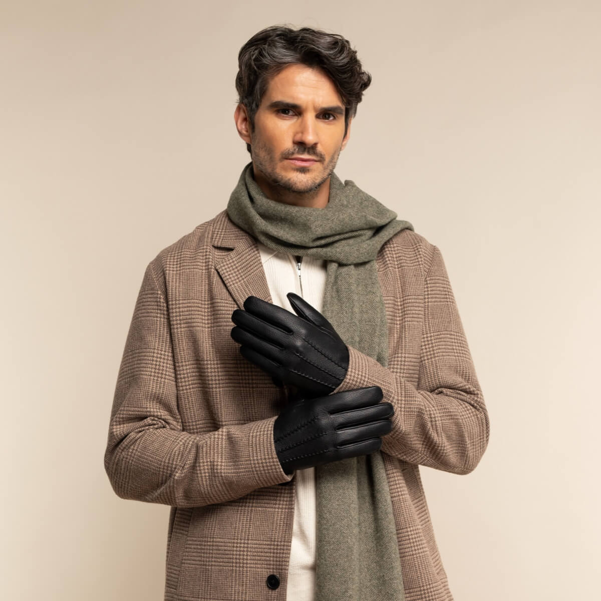 Jaxon (black) - goatskin leather gloves with luxurious faux fur lining & touchscreen feature - Schwartz & von Halen - EU - 5