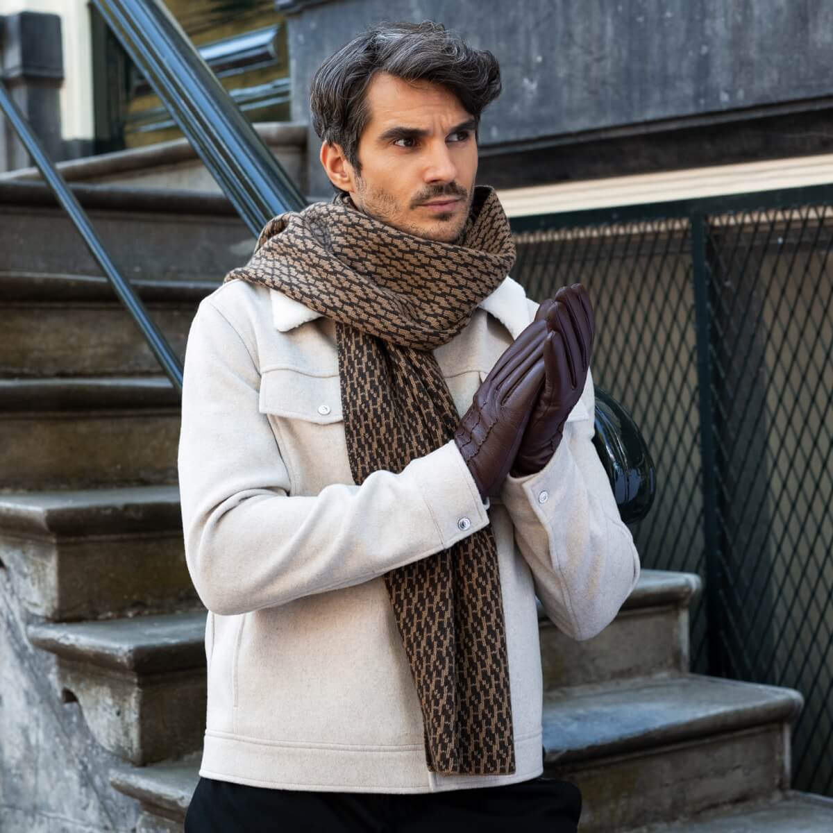 Jaxon (brown) - goatskin leather gloves with luxurious faux fur lining & touchscreen feature - Schwartz & von Halen - EU - 12