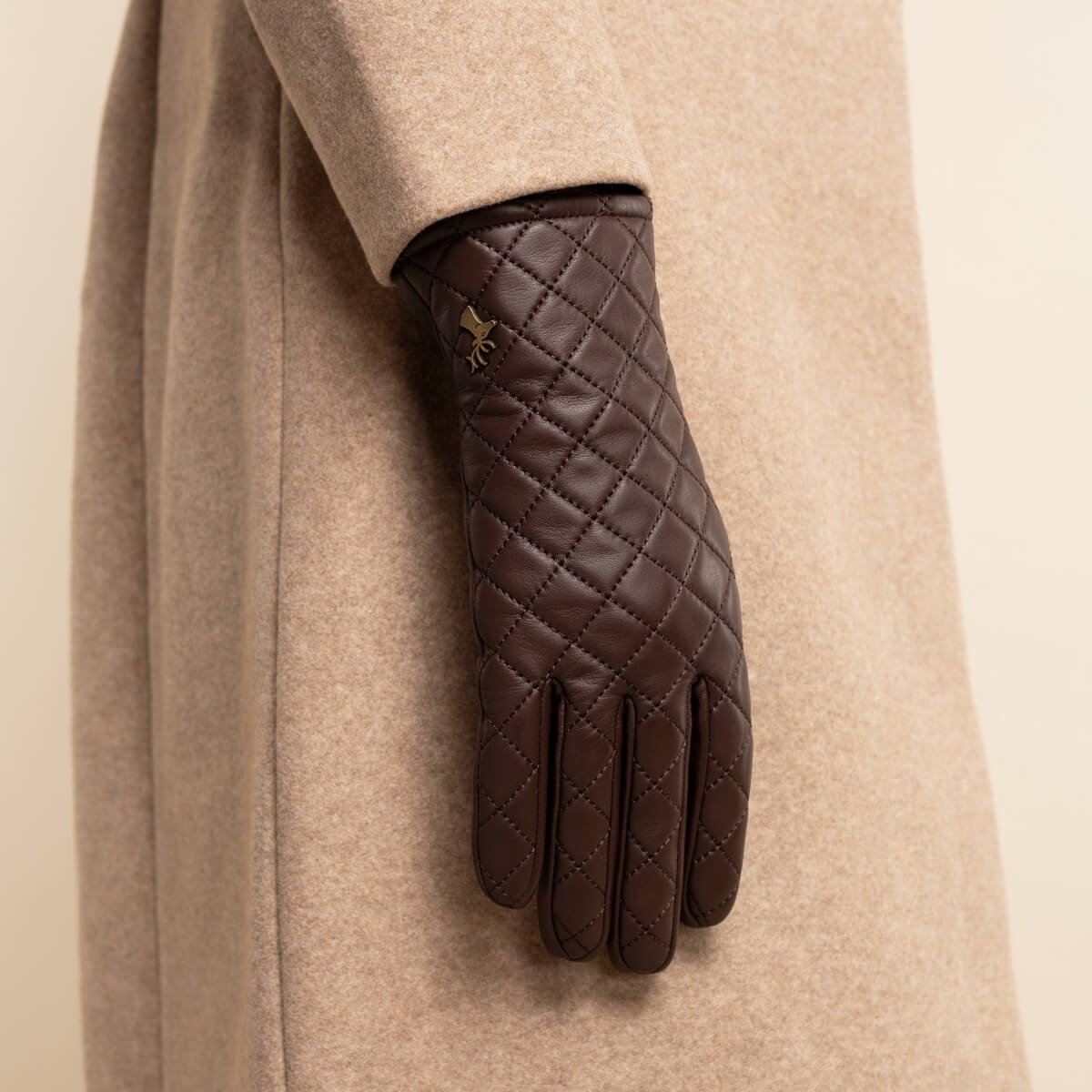 Kira (brown) - sheepskin leather gloves with wool/cashmere lining & touchscreen feature - Schwartz & von Halen - EU - 8