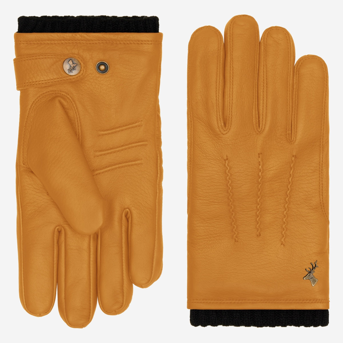 William (yellow) - goatskin leather gloves with warm fleece lining and press-stud - Schwartz & von Halen - EU - 2