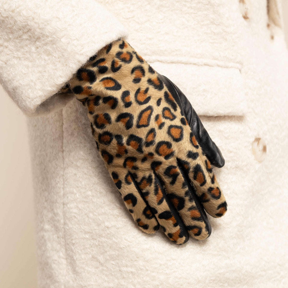 Leopard - sheep leather gloves with warm fleece lining & touchscreen feature - Schwartz & von Halen - EU - 10