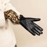 Leopard - sheep leather gloves with warm fleece lining & touchscreen feature - Schwartz & von Halen - EU - 12