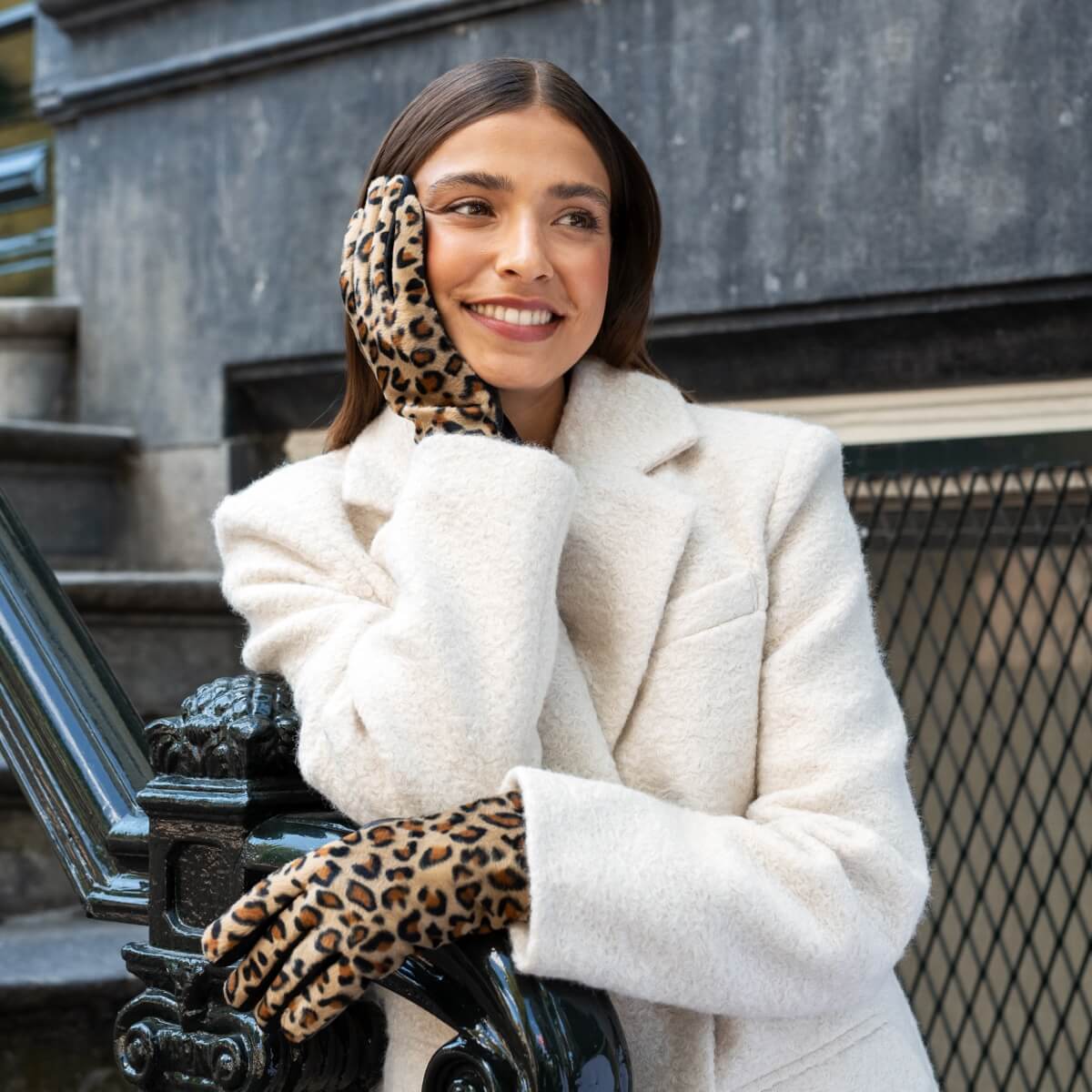 Leopard - sheep leather gloves with warm fleece lining & touchscreen feature - Schwartz & von Halen - EU - 5